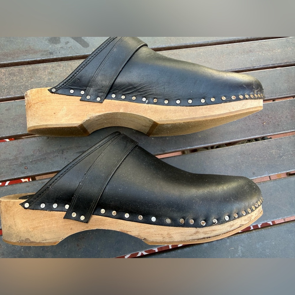Isabel Marant Black Leather Mules with Wooden Sole 39/8 - Picture 4 of 8